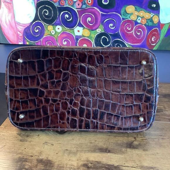 Vintage‎ Brahmin “25th Anniversary”  Leather Handbag in Tan & Croc Print - Picture 5 of 9